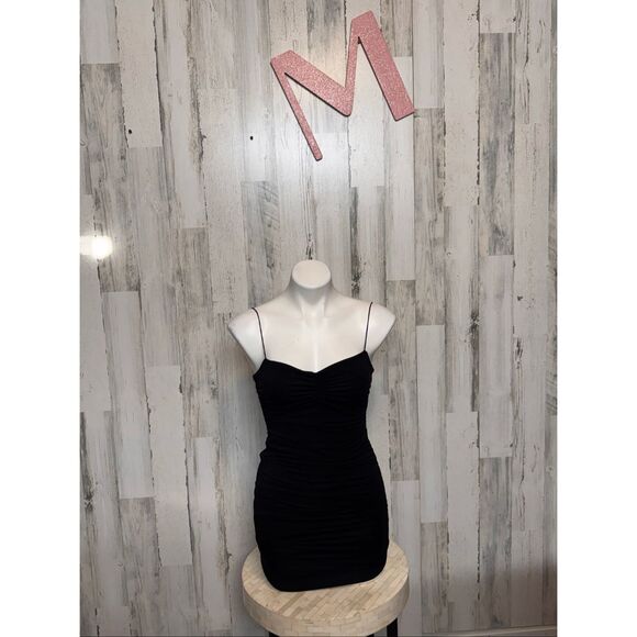 Windsor Black Ruched Mini Dress – Size M - Picture 1 of 7